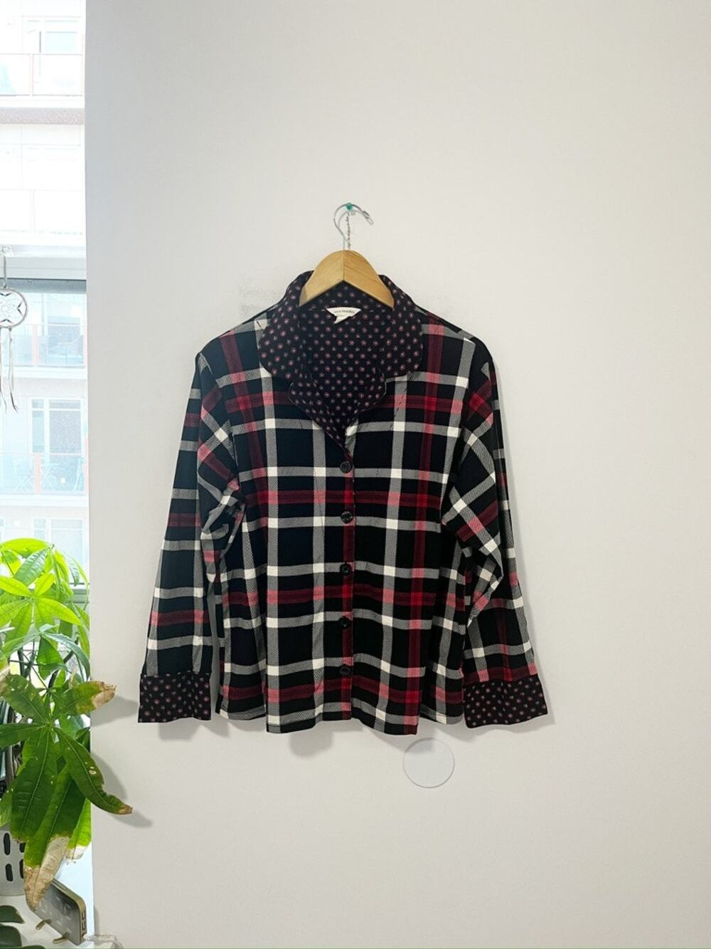 Vera Bradley Buffalo Plaid Long Sleeve Button Up Pajama Top Size XL